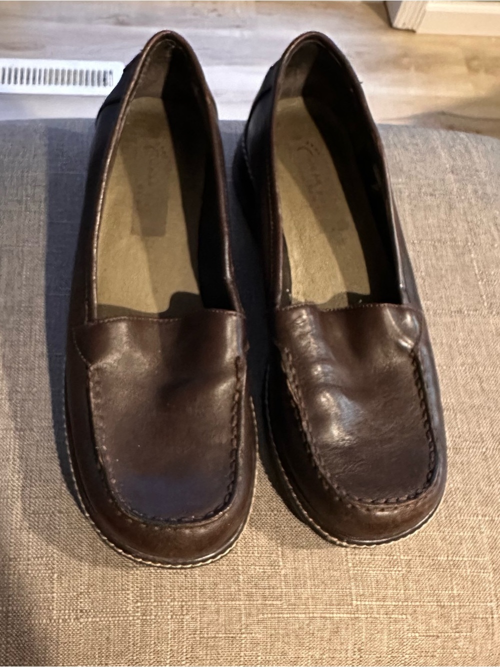 Women's Dark Brown Leather Slip-On Loafers